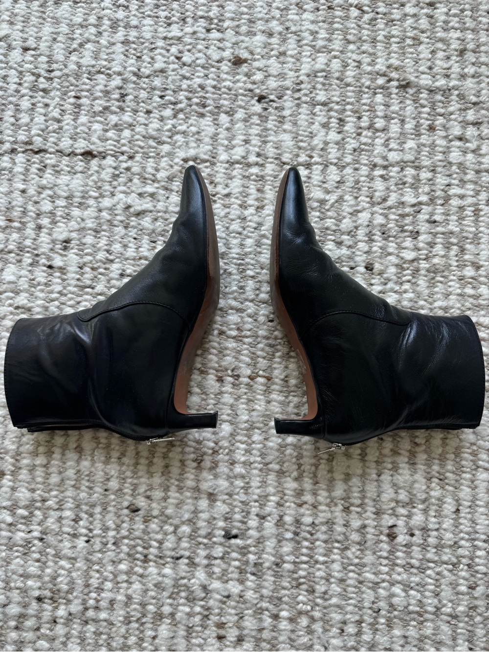 Madewell The Dimes Kitten Heel Ankle Boot Black Crinkle Leather Size 8 - Picture 6 of 13